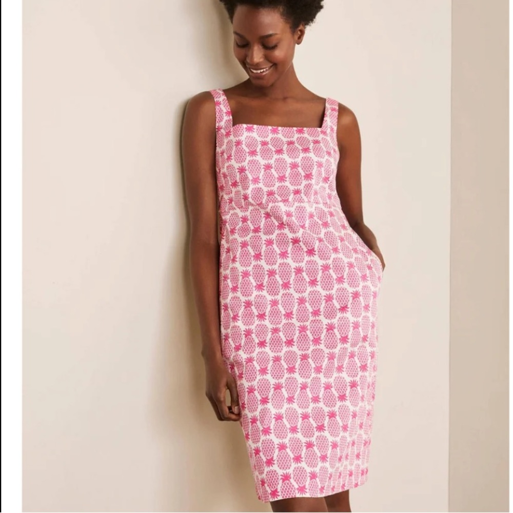 Boden Bright Pink Pineapple Print Tank Yolande Dress Size 12